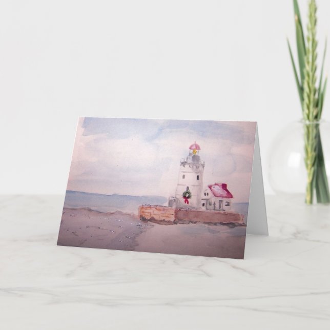 West Pierhead Lighthouse, Cleveland, Ohio Holiday Card (Front)