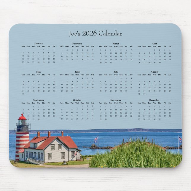 West Quoddy Head Lighthouse – 2026 Calendar Mouse Mat (Front)