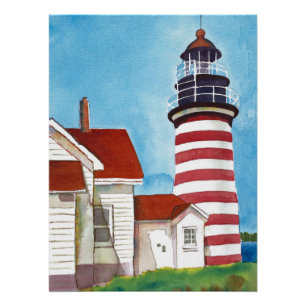 West Quoddy Head Lighthouse 20"x26.67Glossy Poster