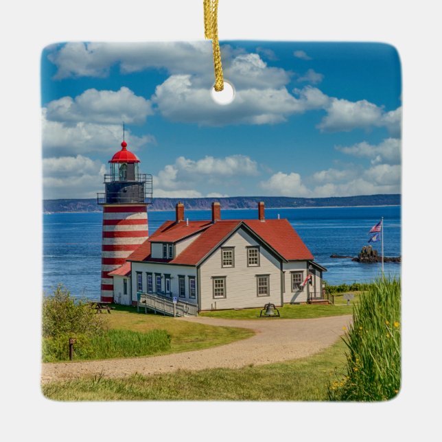 West Quoddy Head Lighthouse, Lubec, Maine Ceramic Ornament (Front)