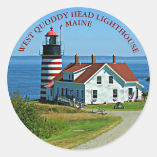 West Quoddy Head Lighthouse, Maine Round Stickers