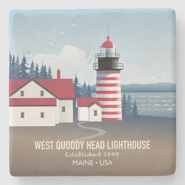 West Quoddy Head Lighthouse Stone Coaster (Front)