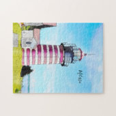 West Quoddy Lubec Maine Lighthouse Watercolor Jigsaw Puzzle (Horizontal)
