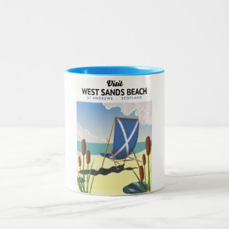 West Sands Beach, St Andrews Scotland Two-Tone Coffee Mug