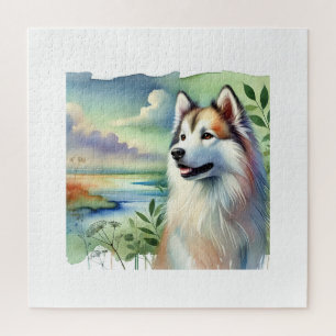West Siberian Laika Dog 010924AREF144 - Watercolor Jigsaw Puzzle