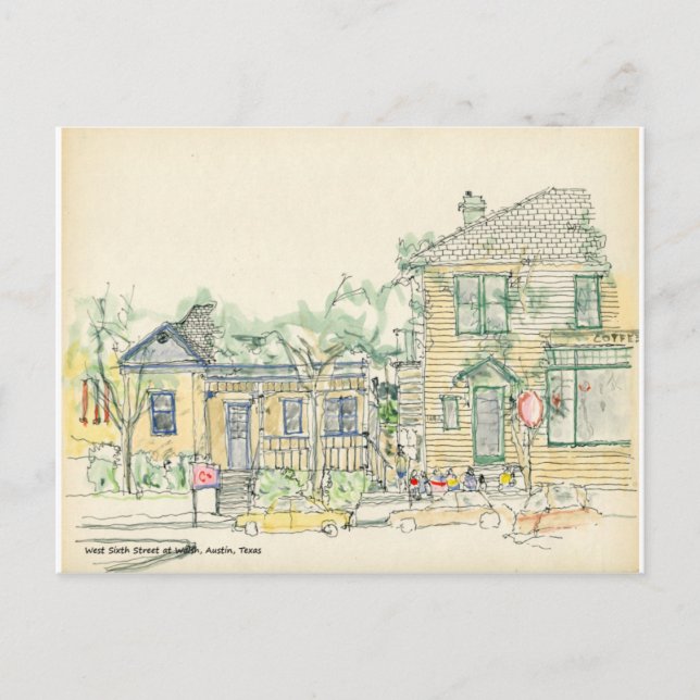 West Sixth Street at Walsh, Austin, Texas Postcard (Front)