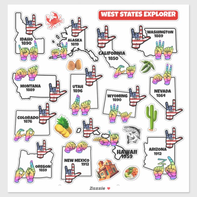 West States Explorer — Educational Sticker (Sheet)