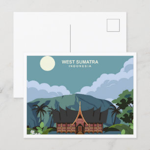 West Sumatra Indonesia travel place illustration Postcard