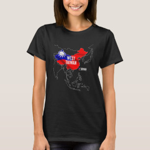 West Taiwan China Map I Love Taiwan Flag Taiwanese T-Shirt