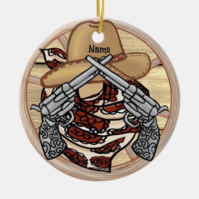 West Texas Cowboy  Ceramic Tree Decoration (Front)