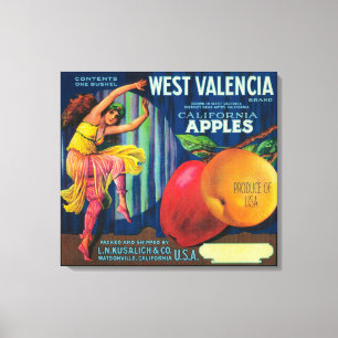 West Valencia Apple Crate LabelWatsonville, CA Canvas Print