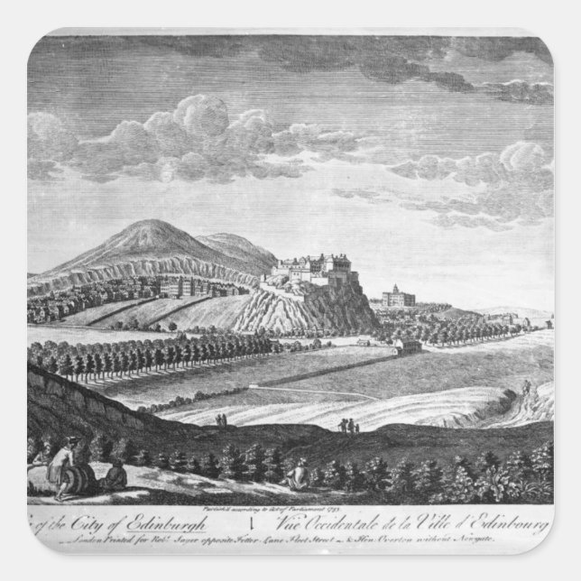 West View of the City of Edinburgh, 1753 Square Sticker (Front)