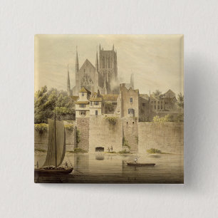 West View of Worcester Cathedral, 1798 (w/c on pap 15 Cm Square Badge