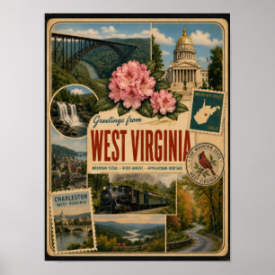 West Virginia Authentic Vintage Style Poster