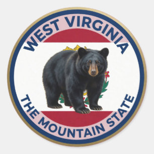 West Virginia Black Bear Emblem 🐻 Classic Round Sticker