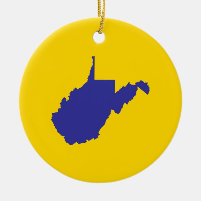 West Virginia Blue and Gold Ceramic Tree Decoration (Front)