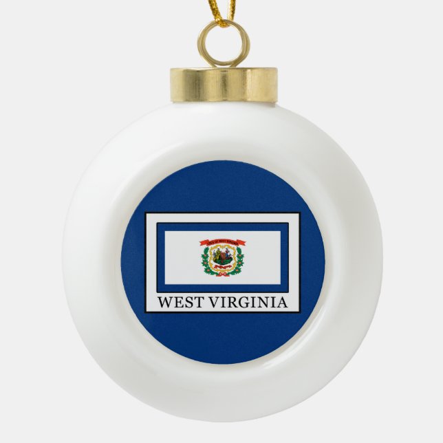 West Virginia Ceramic Ball Christmas Ornament (Front)
