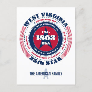 West Virginia, Charleston, WV, Patriotic, Monogram Postcard