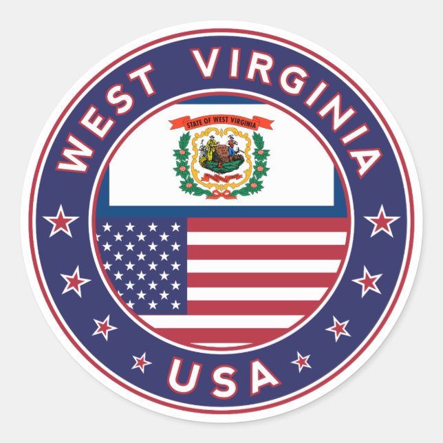 West Virginia Classic Round Sticker (Front)