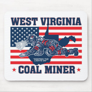 WEST VIRGINIA COAL MINER RED WHITE AND BLUE MOUSE MAT