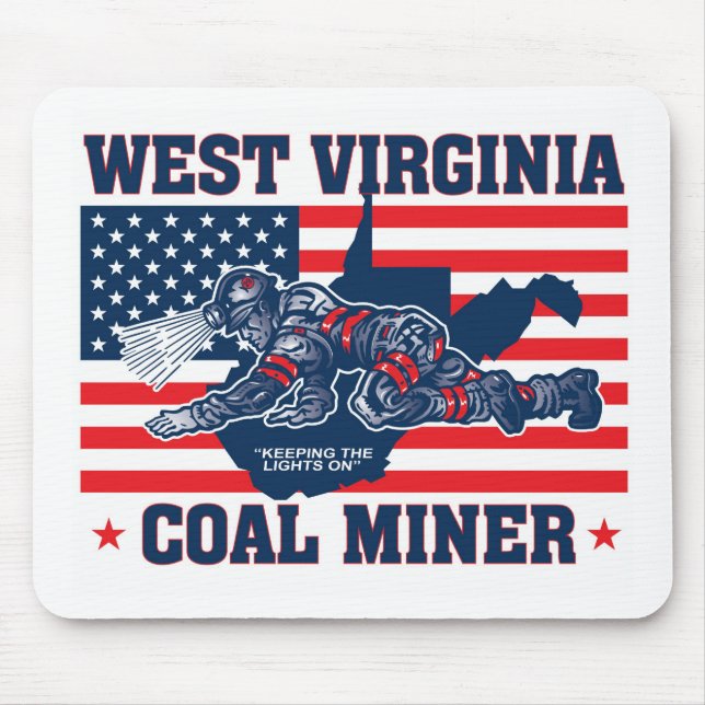 WEST VIRGINIA COAL MINER RED WHITE AND BLUE MOUSE MAT (Front)