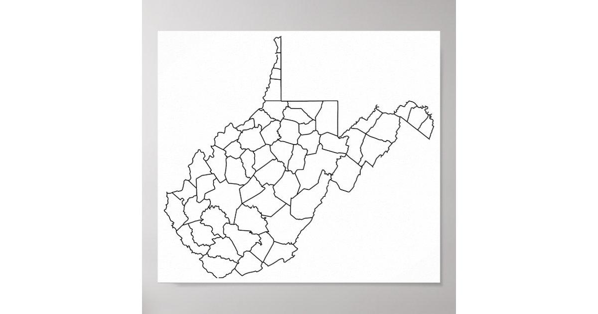 west-virginia-counties-blank-outline-map-poster-zazzle