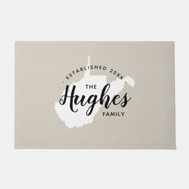 West Virginia Family Monogram State Doormat (Front)