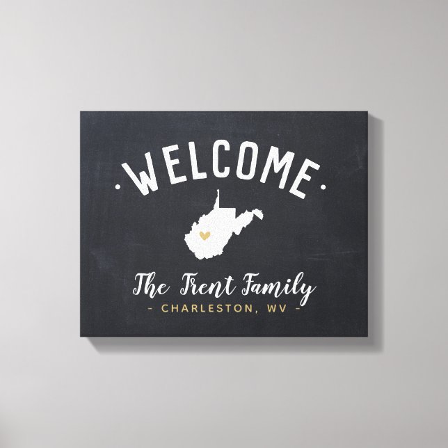 West Virginia Family Monogram Welcome Sign (Front)