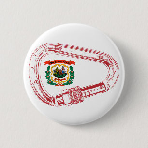 West Virginia Flag Climbing Carabiner 6 Cm Round Badge