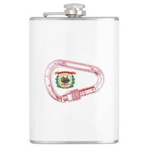 West Virginia Flag Climbing Carabiner Hip Flask