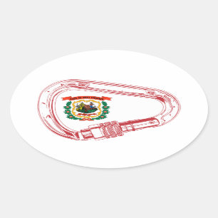 West Virginia Flag Climbing Carabiner Oval Sticker