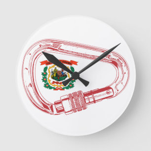West Virginia Flag Climbing Carabiner Round Clock