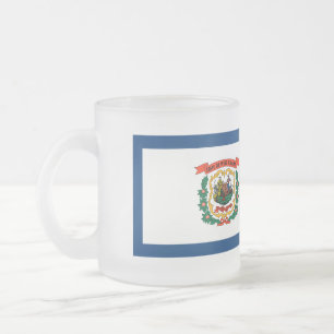 West Virginia Flag Frosted Glass Coffee Mug