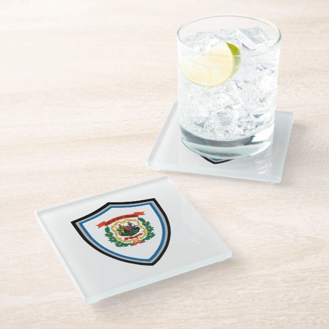 West Virginia flag Glass Coaster (Angled)