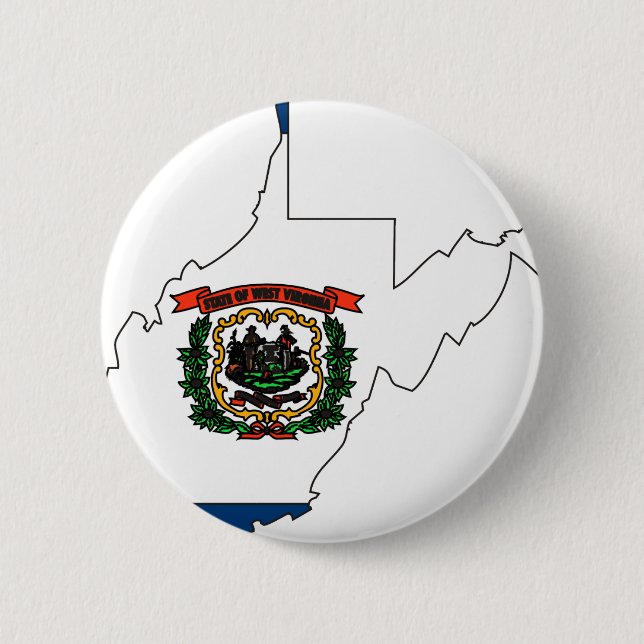 West Virginia Flag Map 6 Cm Round Badge (Front)