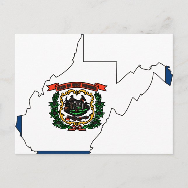West Virginia Flag Map Postcard (Front)