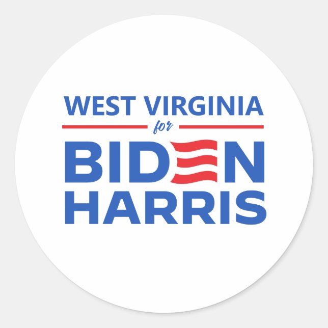 West Virginia for Biden Harris Classic Round Sticker (Front)