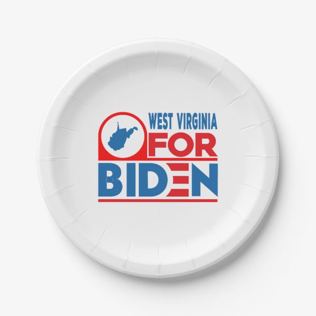 WEST VIRGINIA For Biden Paper Plate (Front)