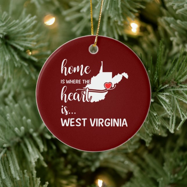 West Virginia home is where the heart is Ceramic Tree Decoration (Tree)