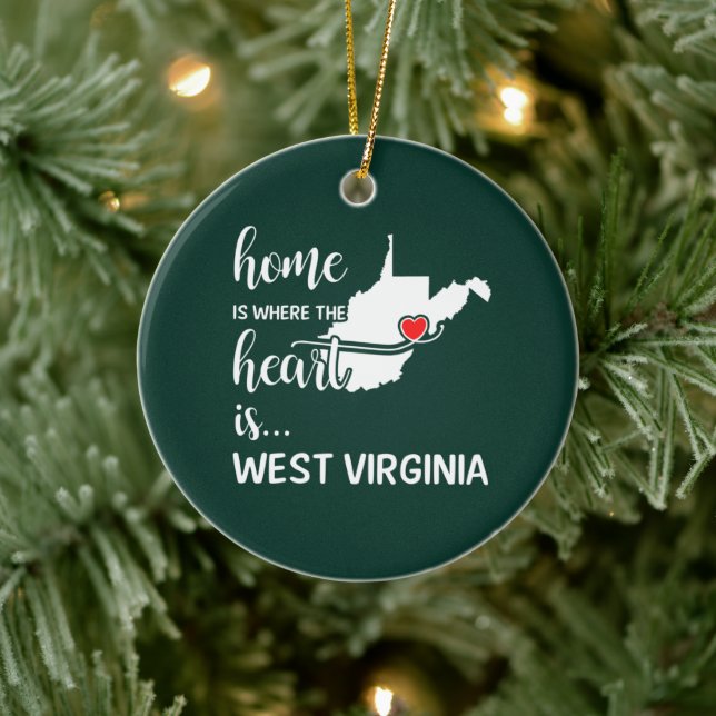 West Virginia home is where the heart is Ceramic Tree Decoration (Tree)