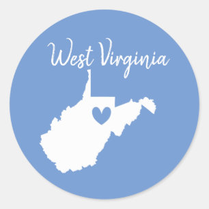 West Virginia home state map love heart Classic Round Sticker