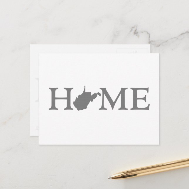 West Virginia Home State Shaped Letter Word Art Postcard (Front/Back In Situ)
