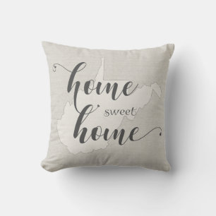 West Virginia  - Home Sweet Home burlap-look Cushion