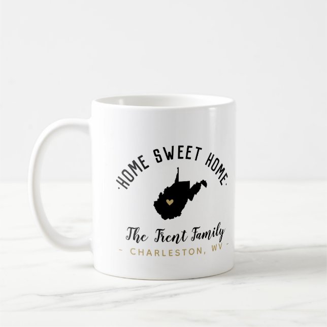 West Virginia Home Sweet Home Family Monogram Mug (Left)