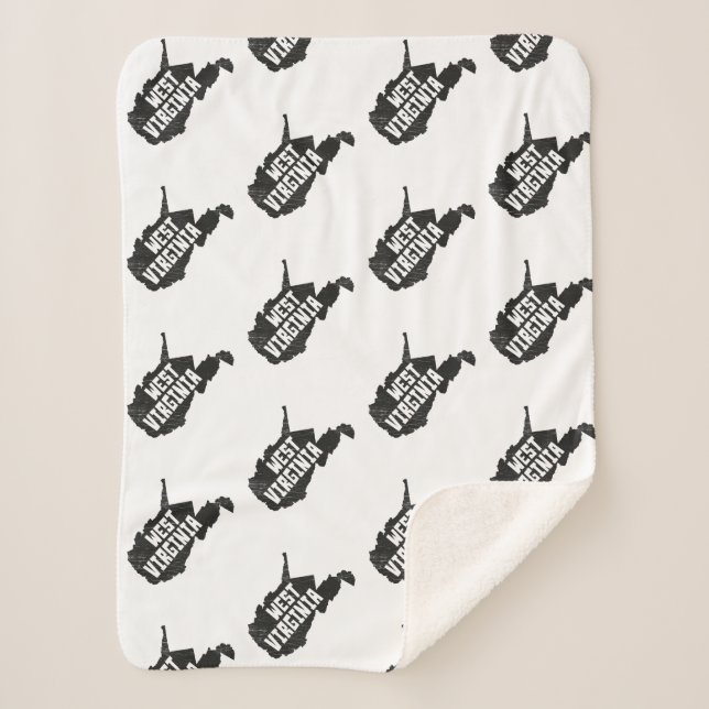 West Virginia Home Vintage Distressed Map Sherpa Blanket (Front)