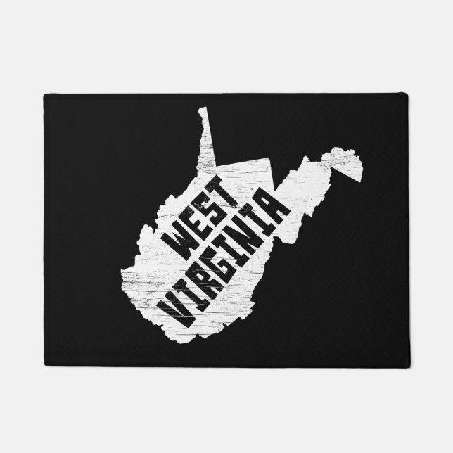 West Virginia Home Vintage White Map Doormat (Front)