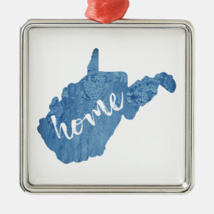 West Virginia Home Wood Grain Metal Tree Decoration