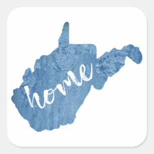West Virginia Home Wood Grain Square Sticker