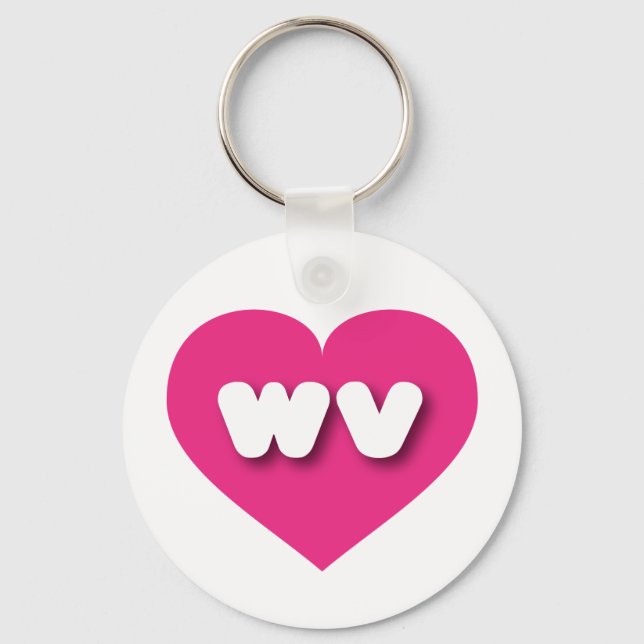 West Virginia hot pink heart - I love wv Key Ring (Front)
