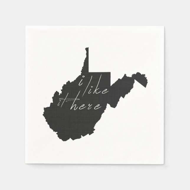 West Virginia I Like It Here State Silhouette Napkin (Front)